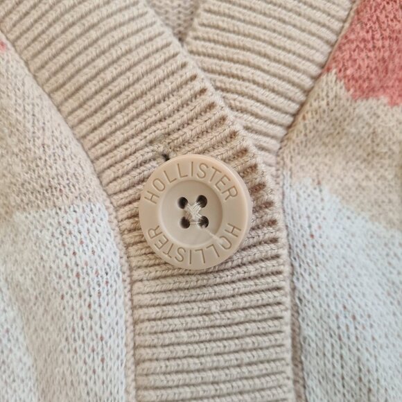 Hollister Women Cardigan V Neck Knit Fabric Cropped Length Ribbed Trims Size M - Picture 5 of 10